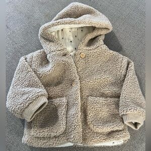 Zara Hooded Teddy Jacket for Kids - Beige